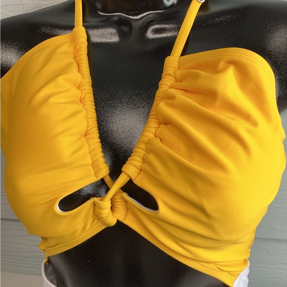 Yellow, white and blue one piece swimsuit. - Picture 8 of 10